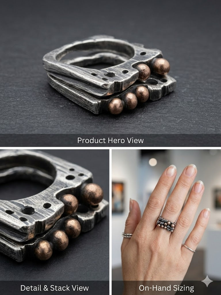 Brutalist Stackable Ring Set